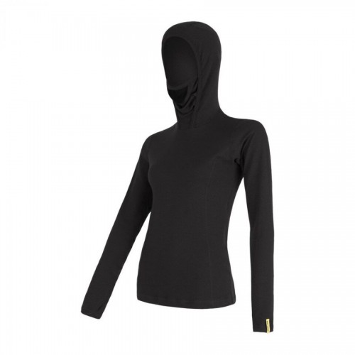 SENSOR Merino Double Face dámské triko dlouhý rukáv s kapucí (černá)