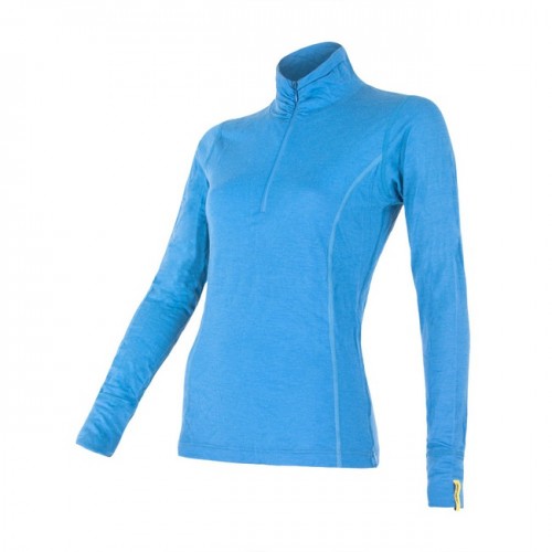 SENSOR Merino Active dámské triko dlouhý rukáv stojáček zip (modrá)