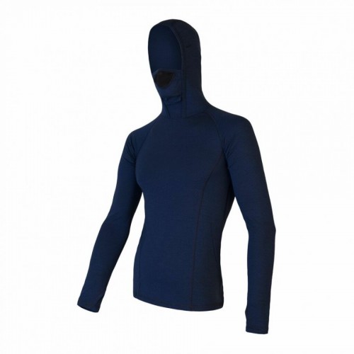 SENSOR Merino Double Face pánské triko dlouhý rukáv s kapucí (tm.modrá)